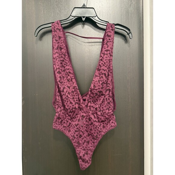 Victoria's Secret Other - Victoria's Secret Lace Teddy Deep V-neck Maroon Sm Coquette  Barbiecore Y2K Sexy